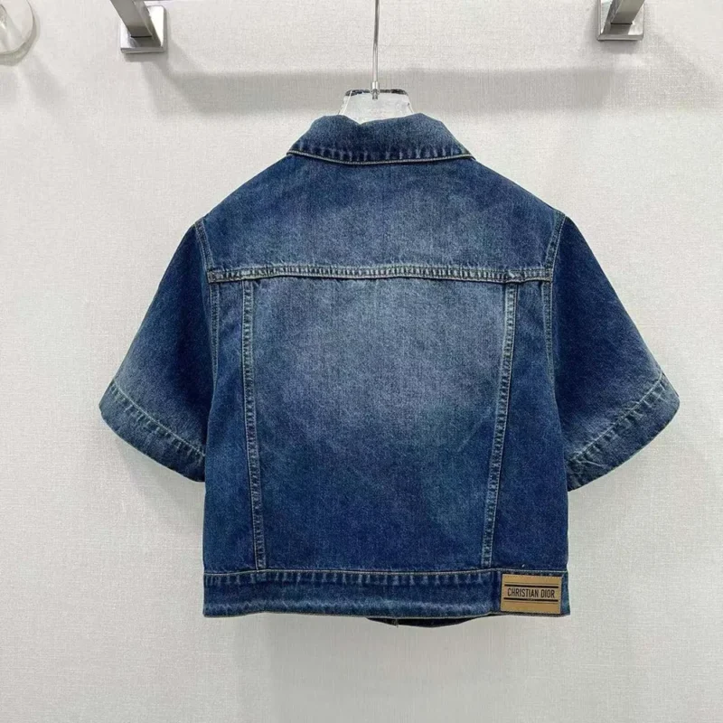 Dior Women Jacket Blue Stonewashed Cotton Denim with Dior Oblique Interior