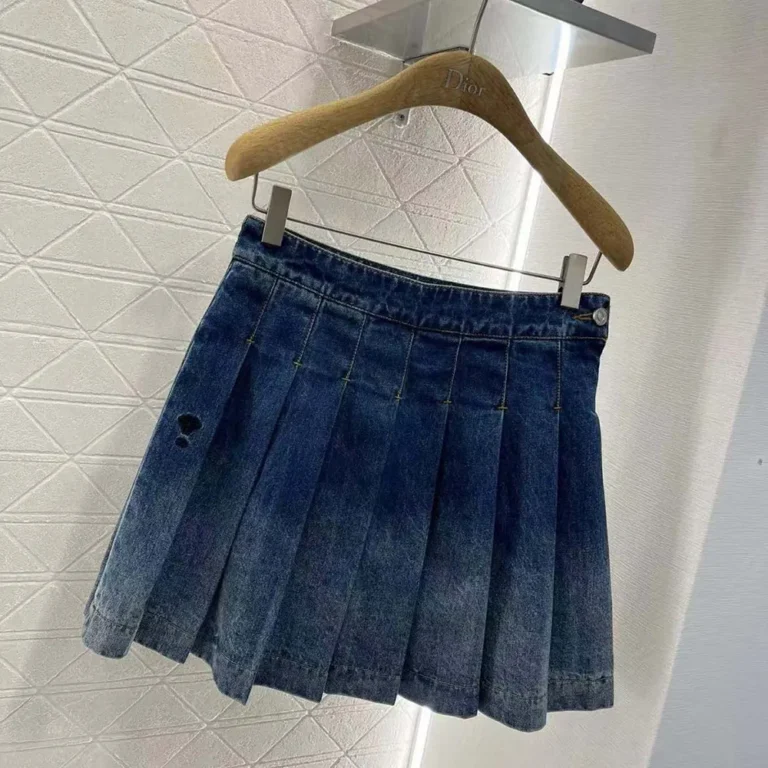 Dior Women Wrap Miniskirt with Integrated Shorts Blue Stonewashed Cotton Denim