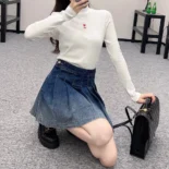 Dior Women Wrap Miniskirt with Integrated Shorts Navy Blue Stonewashed Cotton Denim