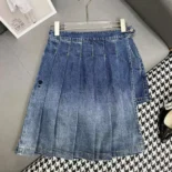 Dior Women Wrap Miniskirt with Integrated Shorts Navy Blue Stonewashed Cotton Denim