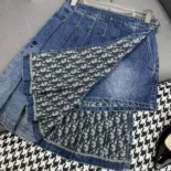 Dior Women Wrap Miniskirt with Integrated Shorts Navy Blue Stonewashed Cotton Denim