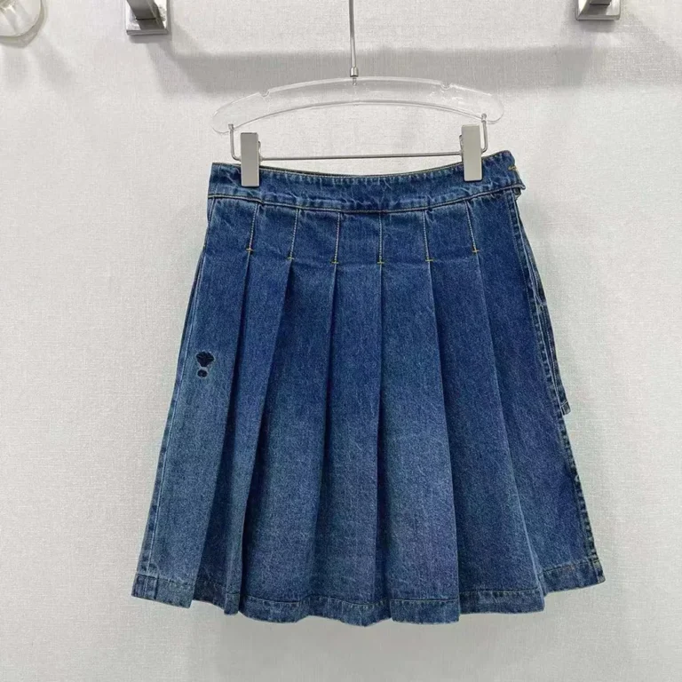 Dior Women Wrap Miniskirt with Integrated Shorts Navy Stonewashed Cotton Denim