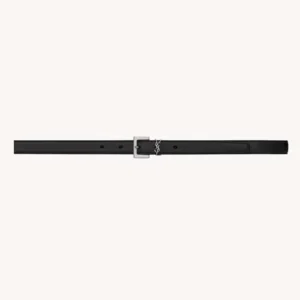 Saint Laurent YSL Women Cassandre Thin Belt with Square Buckle in Smooth Leather
