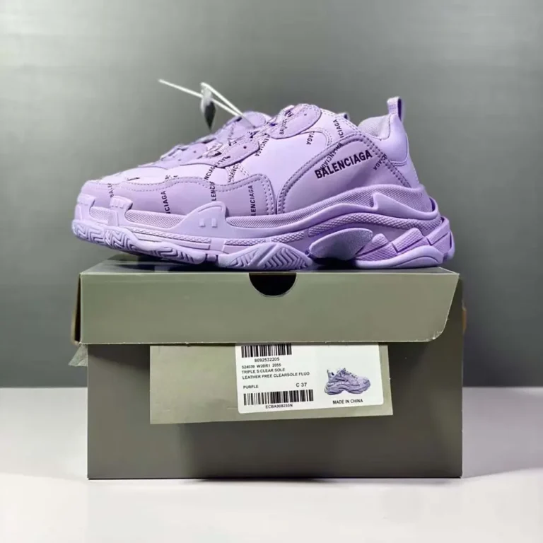 Balenciaga Women Triple S Sneaker Allover Logo in Purple and Black