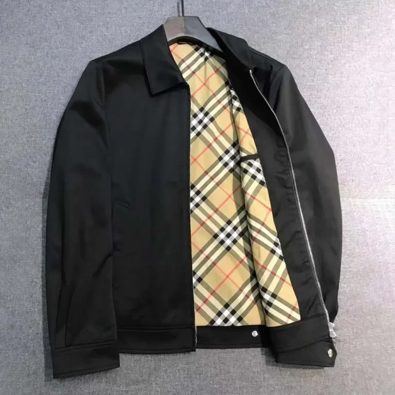 Burberry Men Gabardine Harrington Jacket-Black 80710561