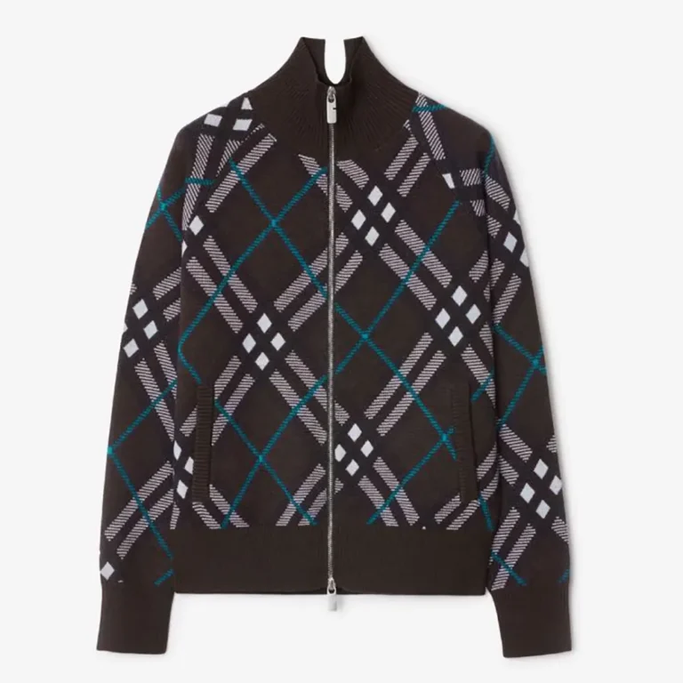 Burberry Women Check Wool Blend Track Jacket-Black 80950831