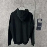 Dior Men Oblique Relaxed-Fit Hooded Sweatshirt Black Terry Cotton Jacquard