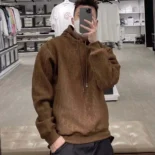 Dior Men Oblique Relaxed-Fit Hooded Sweatshirt Brown Terry Cotton Jacquard
