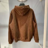 Dior Men Oblique Relaxed-Fit Hooded Sweatshirt Brown Terry Cotton Jacquard