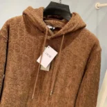 Dior Men Oblique Relaxed-Fit Hooded Sweatshirt Brown Terry Cotton Jacquard