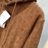Dior Men Oblique Relaxed-Fit Hooded Sweatshirt Brown Terry Cotton Jacquard