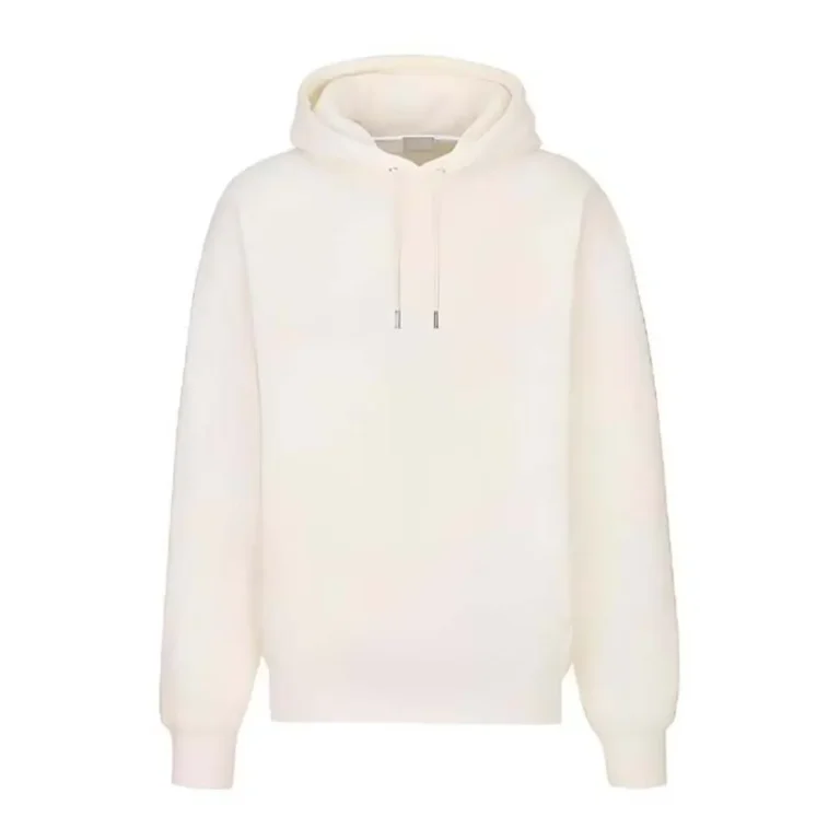 Dior Men Oblique Relaxed-Fit Hooded Sweatshirt Off-White Terry Cotton Jacquard