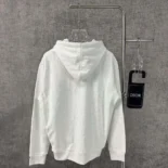 Dior Men Oblique Relaxed-Fit Hooded Sweatshirt Off-White Terry Cotton Jacquard