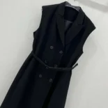 Dior Women Mid-Length Blazer Dress Black Virgin Wool and Cotton Bouclé