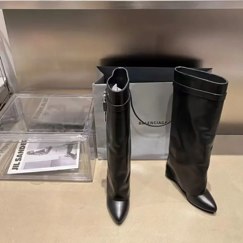 Givenchy Women Also Available in Wide Fit Shark Lock Boots in Leather-Black