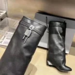 Givenchy Women Also Available in Wide Fit Shark Lock Boots in Leather-Black