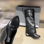 Givenchy Women Also Available in Wide Fit Shark Lock Boots in Leather-Black