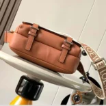 Loewe Men XS Military Messenger Bag in Supple Smooth Calfskin and Jacquard-Brown