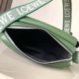 Loewe Men XS Military Messenger Bag in Supple Smooth Calfskin and Jacquard-Green