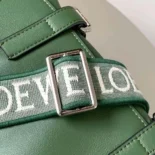 Loewe Men XS Military Messenger Bag in Supple Smooth Calfskin and Jacquard-Green