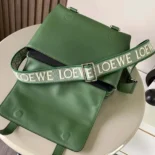 Loewe Men XS Military Messenger Bag in Supple Smooth Calfskin and Jacquard-Green