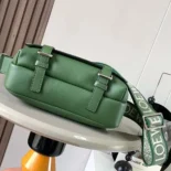 Loewe Men XS Military Messenger Bag in Supple Smooth Calfskin and Jacquard-Green