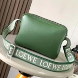 Loewe Men XS Military Messenger Bag in Supple Smooth Calfskin and Jacquard-Green