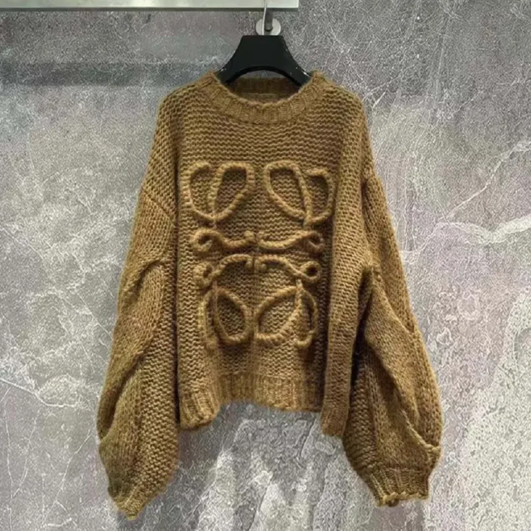 Loewe Women Anagram Sweater in Mohair-Brown S359Y14KBO