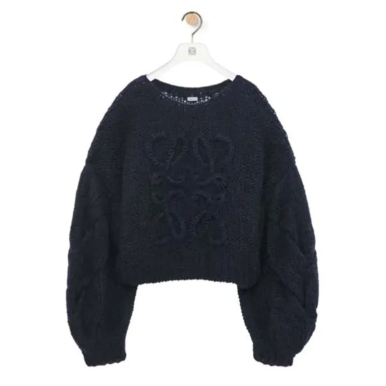 Loewe Women Anagram Sweater in Mohair-Dark Navy S359Y14KBO