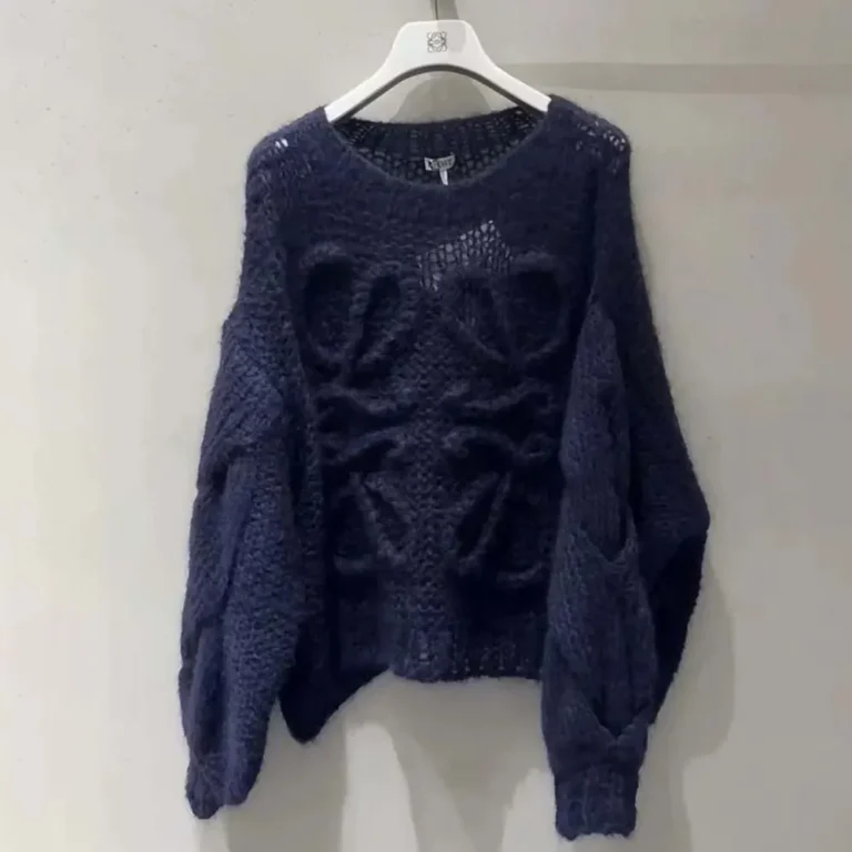 Loewe Women Anagram Sweater in Mohair-Dark Navy S359Y14KBO