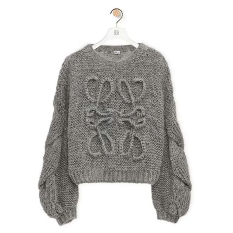 Loewe Women Anagram Sweater in Mohair-Grey S359Y14KBO