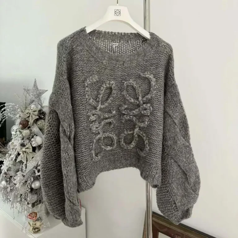 Loewe Women Anagram Sweater in Mohair-Grey S359Y14KBO