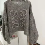 Loewe Women Anagram Sweater in Mohair-Grey S359Y14KBOLoewe Women Anagram Sweater in Mohair-Grey S359Y14KBO