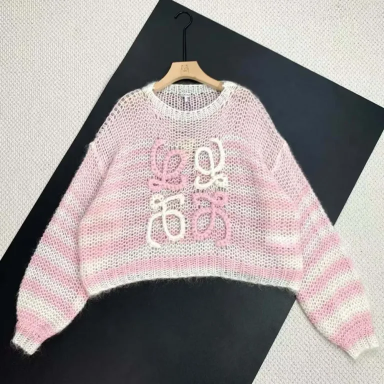 Loewe Women Anagram Sweater in Mohair-Pink S359Y14KCS