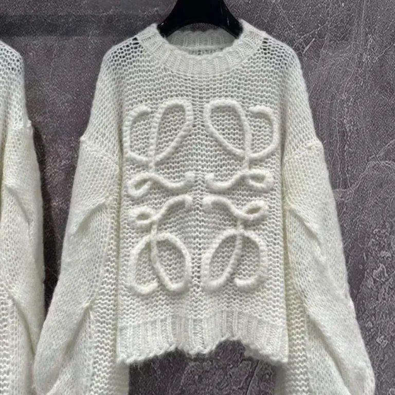 Loewe Women Anagram Sweater in Mohair-White S359Y14KBO
