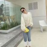 Loewe Women Anagram Sweater in Mohair-White S359Y14KBO