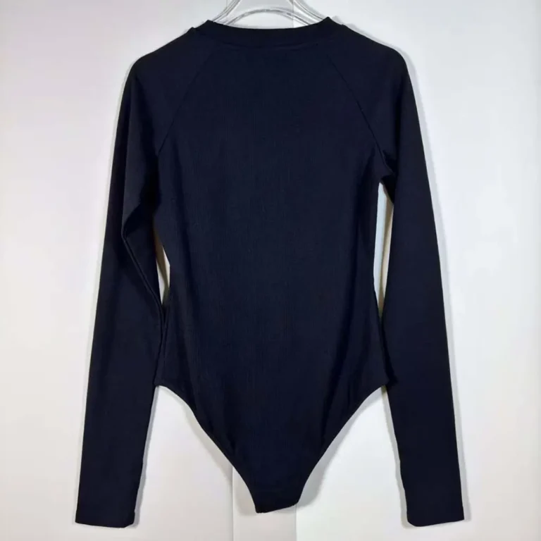Prada Women Ribbed Knit Jersey Bodysuit-Black Prada Women Ribbed Knit Jersey Bodysuit-Black
