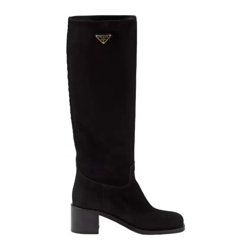 Prada Women Suede Bboots-Black 1W228N_QRG_F0002_F_055