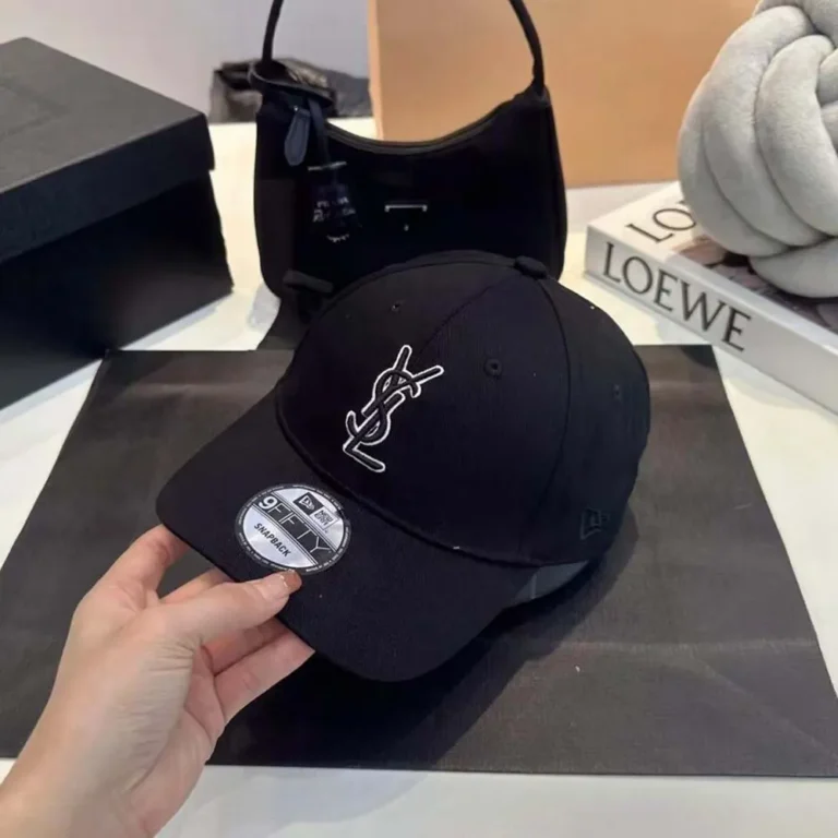 Saint Laurent YSL Unisex Cap in Gabardine-Black