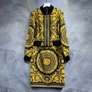Versace Women Barocco Reversible Bomber Jacket-Yellow