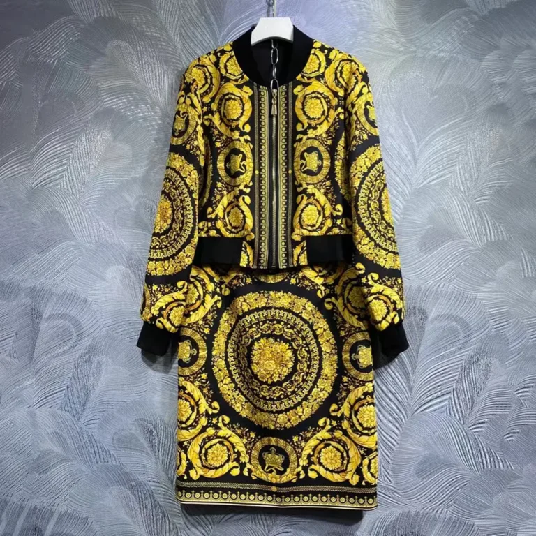Versace Women Barocco Reversible Bomber Jacket-Yellow