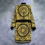Versace Women Barocco Reversible Bomber Jacket-Yellow