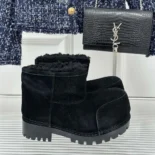 Balenciaga Unisex Alaska Fur Bootie in Black Split Calfskin and Synthetic Material