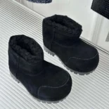 Balenciaga Unisex Alaska Fur Bootie in Black Split Calfskin and Synthetic Material