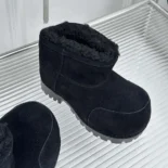 Balenciaga Unisex Alaska Fur Bootie in Black Split Calfskin and Synthetic Material