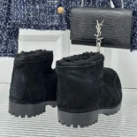 Balenciaga Unisex Alaska Fur Bootie in Black Split Calfskin and Synthetic Material