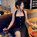 Balmain Women Knit Backless Dress-Black