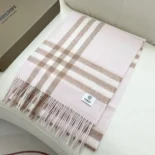 Burberry Unisex Check Cashmere Scarf-Pink 80497111