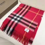 Burberry Unisex Check Cashmere Scarf-Red 80497131