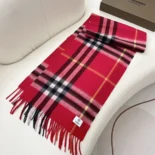 Burberry Unisex Check Cashmere Scarf-Red 80497131
